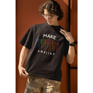 Drop Shoulder Graphic Print Crew Neck T-Shirt osm008